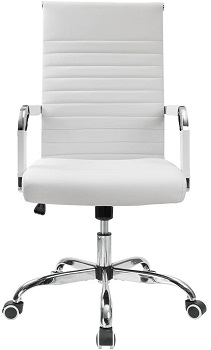 BEST OF BEST WHITE LEATHER DESK CHAIR WITH ARMS
