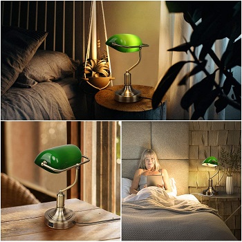 Green Glass Banker’s Lamp with