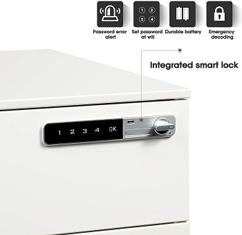 DEVAISE 3-Drawer Mobile File Cabinet with Smart Lock