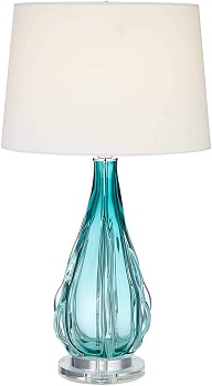 Claudette Modern Contemporary Table Lamp Turquoise Clearr