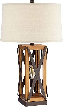 Gaines Farmhouse Style Table Lamp with Nightlight LED