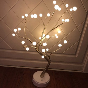 KHTO DIY Led Bonsai Tree Light, Desk Table Decor 36 Pearl LED