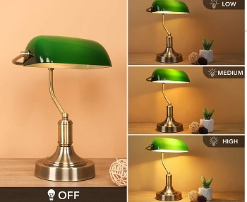 MLAMBERT Green Glass Banker’s Lamp with 2 Fast USB REVIEW