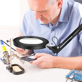 NEWACALOX Magnifier Desk Lamp Dimmable