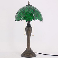 Tiffany Style Table Lamp Green Wisteria Tree Stained Glass Shade picks