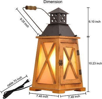 cosylux Antique Wood Electric Lantern Lights Table