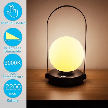 funchday Rechargeable Table Lamp, Cordless Portable Night Light with Brightness