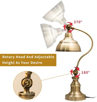 melunar Brass Desk Lamp, Adjustable Table Lamp