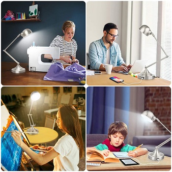 mlambert 3-Color in 1 LED Desk Lamp with USB Charging Port