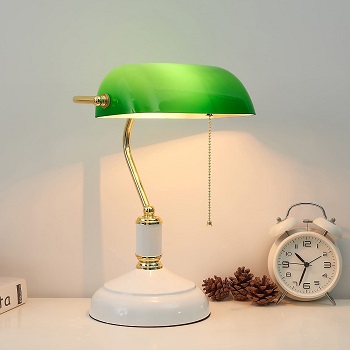 yeefamons Traditional Bankers Lamp, Handmade Emerald