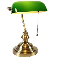 Newrays Green Glass Bankers Desk Lamp with Pull picks
