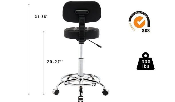 CoVibrant Well Cushioned Adjustable Rolling Stool with