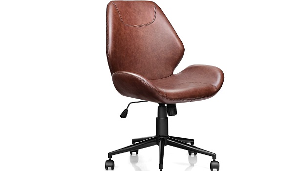 Giantex Home Office Leisure Chair Ergonomic Mid-Back PU Leather Armless Chair review