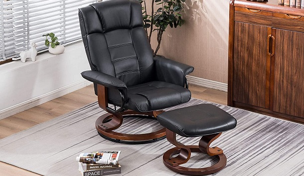 Mcombo Swiveling Recliner Chair with Wrapped Wood Base review