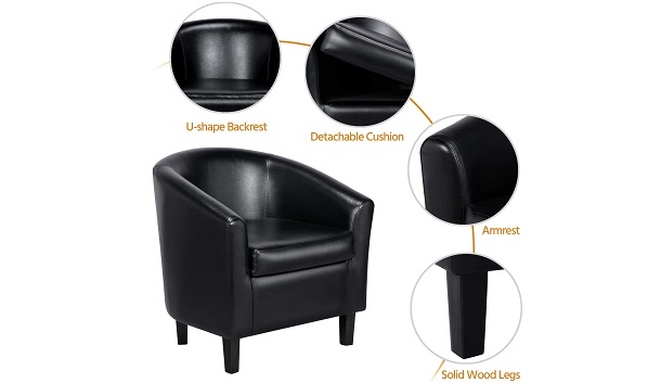 Yaheetech Barrel Chair Faux Leather Club Chair Accent review