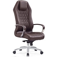 Zuri Modern Ergonomic Sterling Genuine Leather Executive Chair with Aluminum Base - Dark Brown picks
