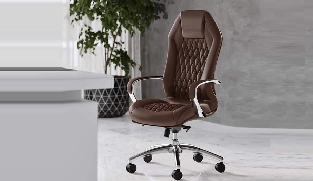 Zuri Modern Ergonomic Sterling Genuine Leather Executive Chair with Aluminum Base - Dark Brown review