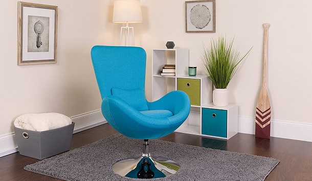 Flash Furniture Egg Series Aqua Fabric Side Reception Chair review
