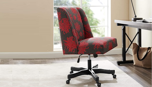 Linon Red Floral Adjustable Clayton Office Chair review
