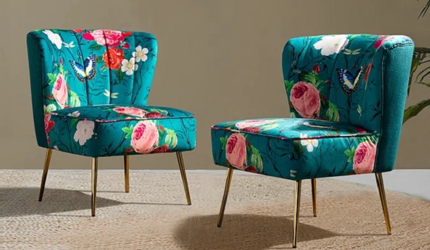 claudie wide tufted floral chair