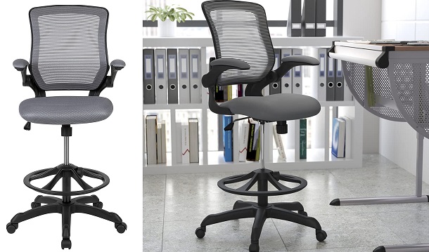 Flash Furniture Mid-Back Dark Gray Mesh Ergonomic Drafting Chair review