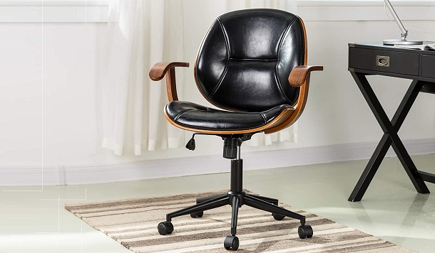 Glitzhome adjustable mid back office chair pu review