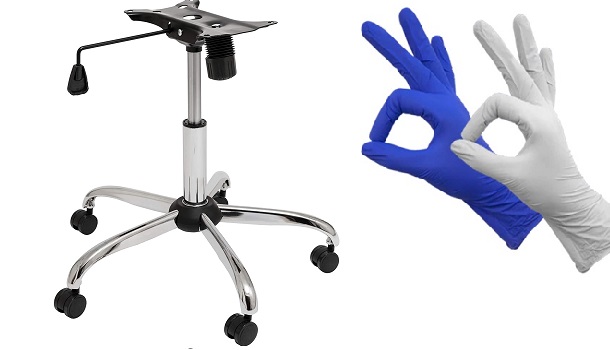 chrome chair base and gloves