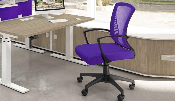 purple chair in office setup