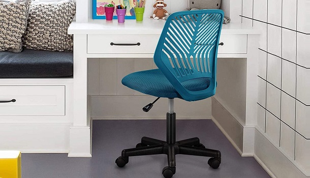 teal armless desk chair