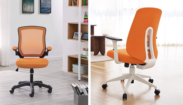 two orange desk chairs