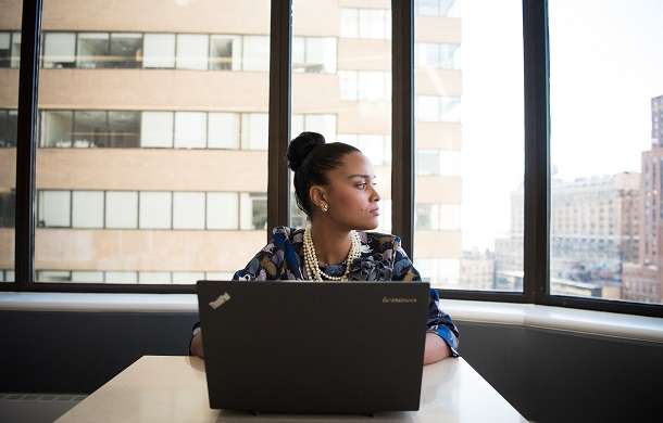 employee and laptop